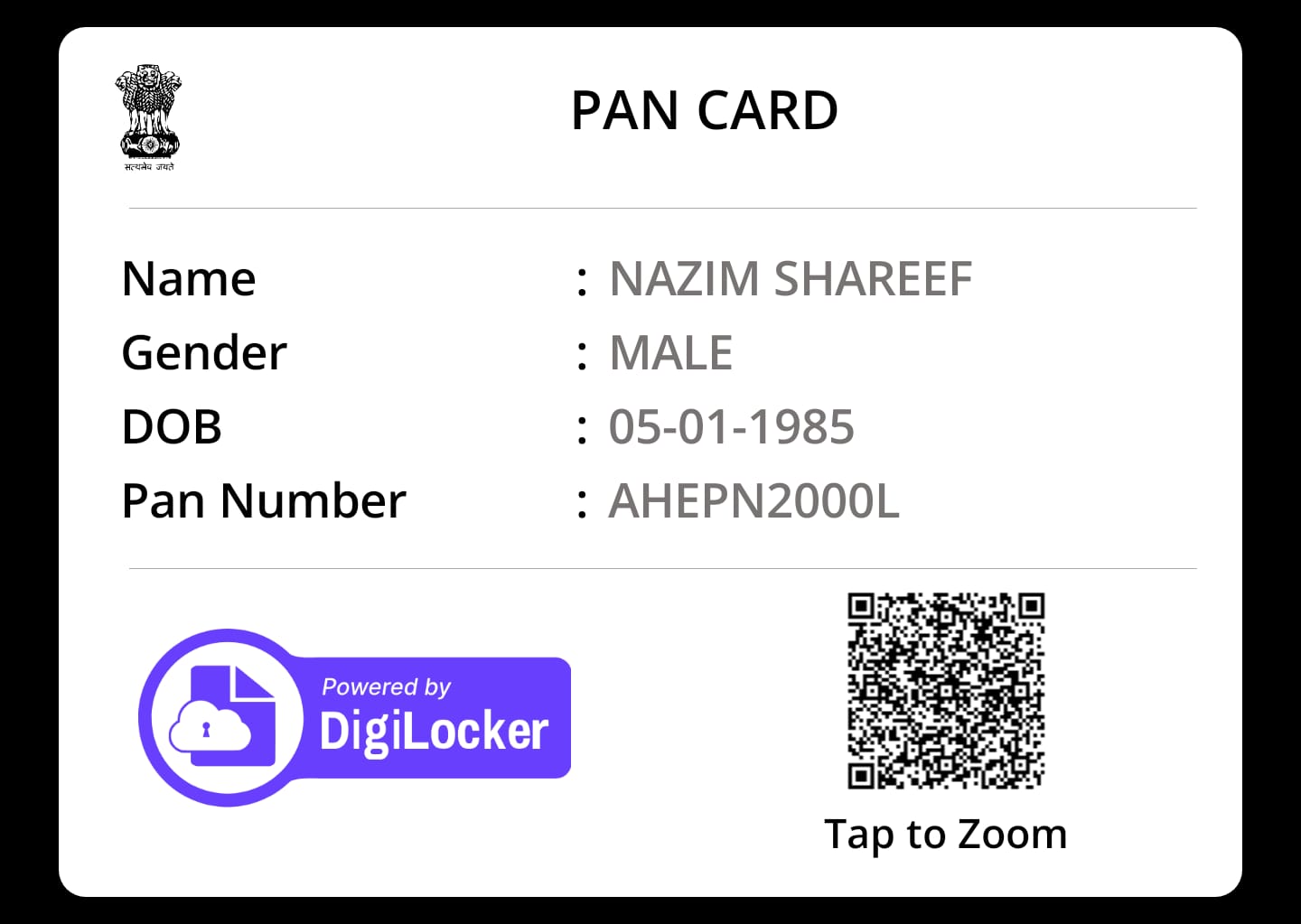 Existing PAN Card