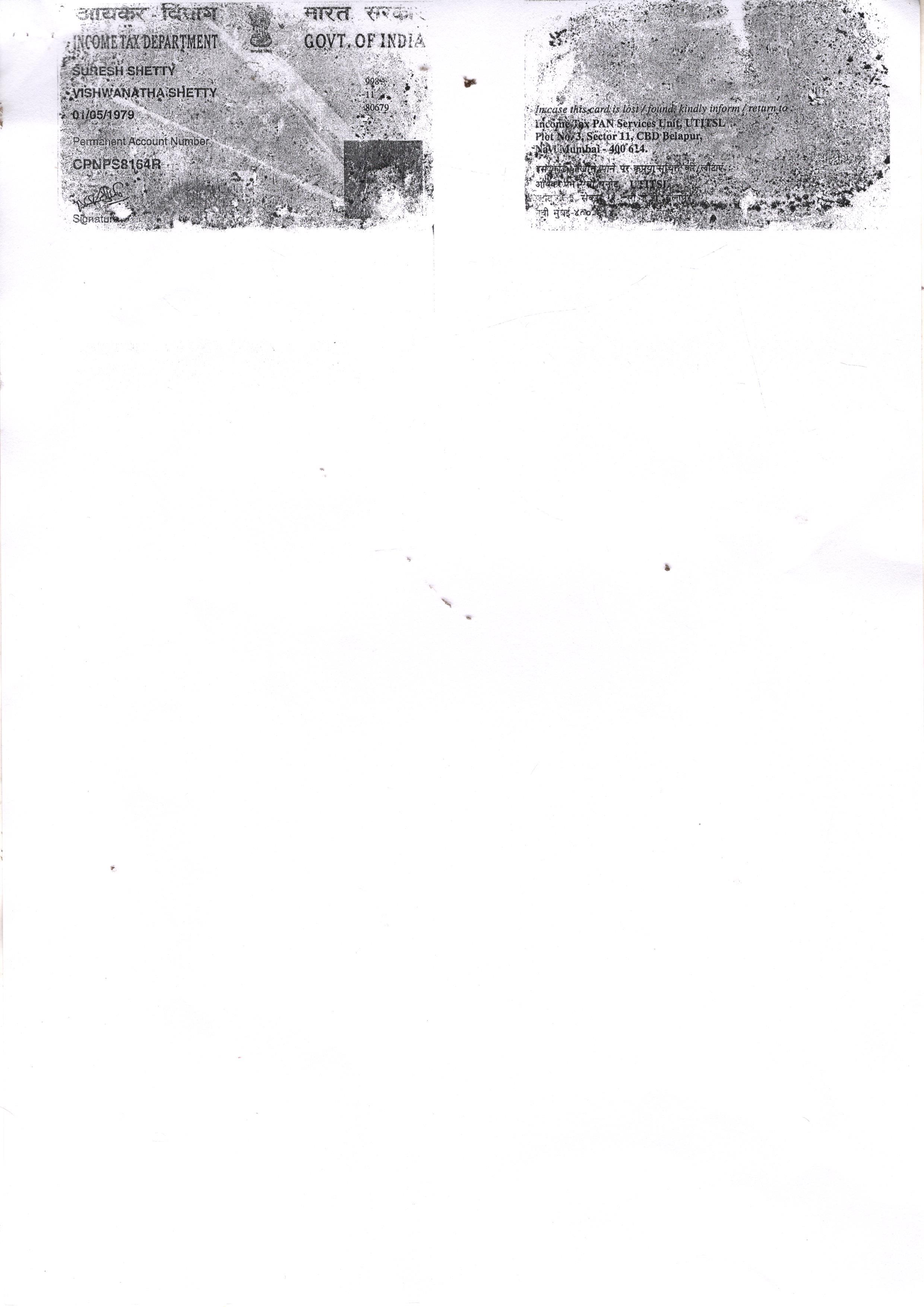 Existing PAN Card