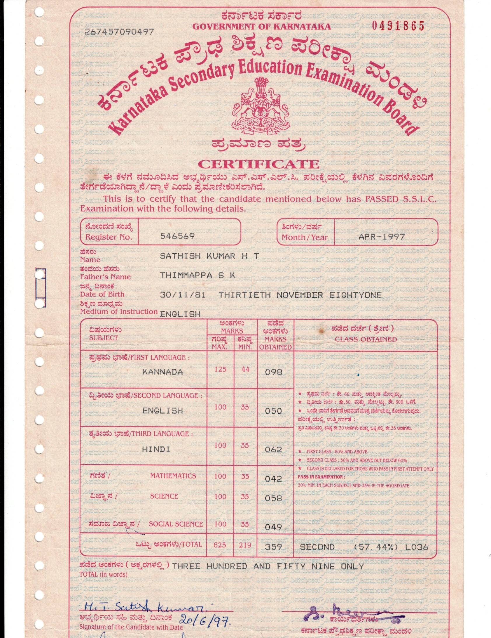 Father Name Supporting Document