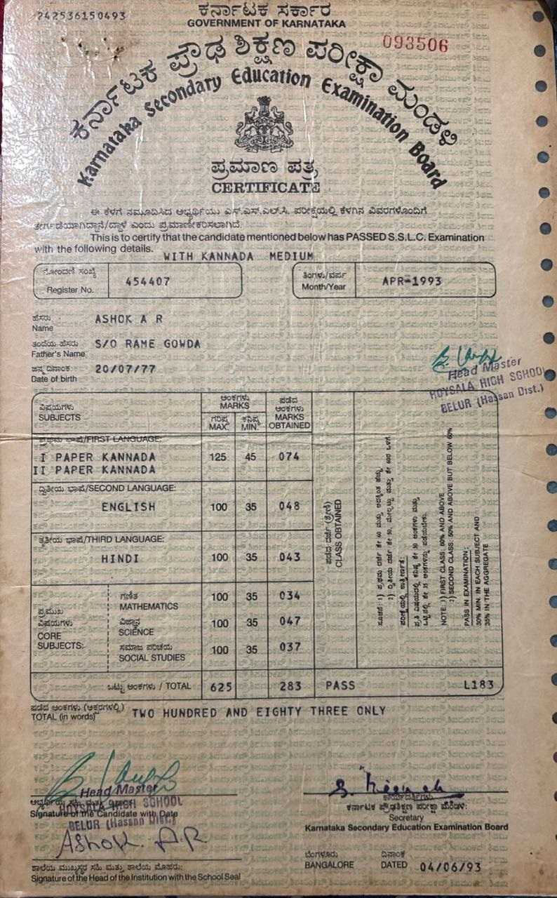 Father Name Supporting Document