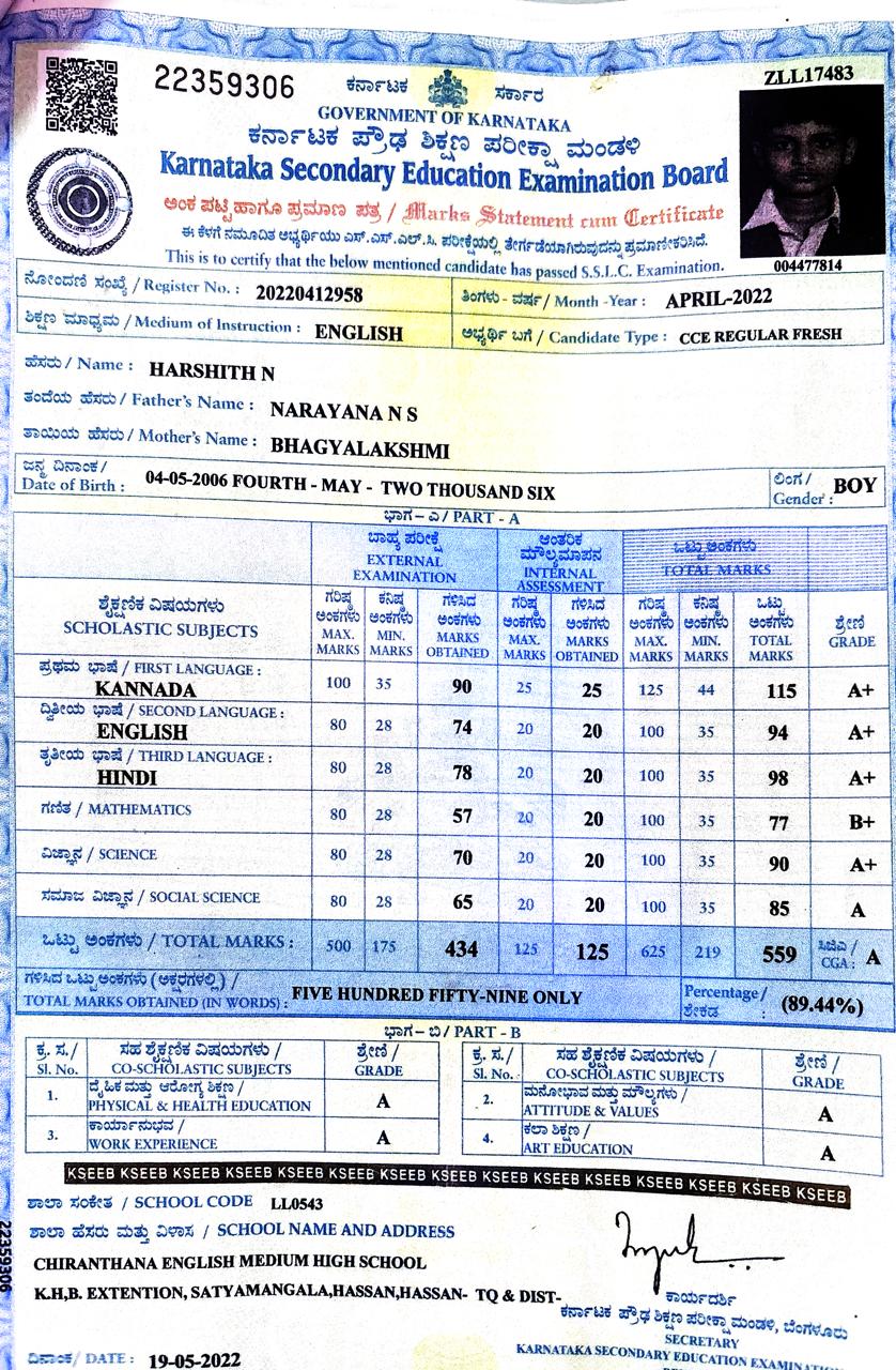 MATRICULATION CERTIFICATE OR MARK SHEET OF RECOGNISED BOARD (IN COPY) preview