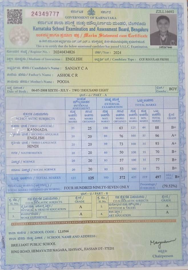 MATRICULATION CERTIFICATE OR MARK SHEET OF RECOGNISED BOARD (IN COPY) preview
