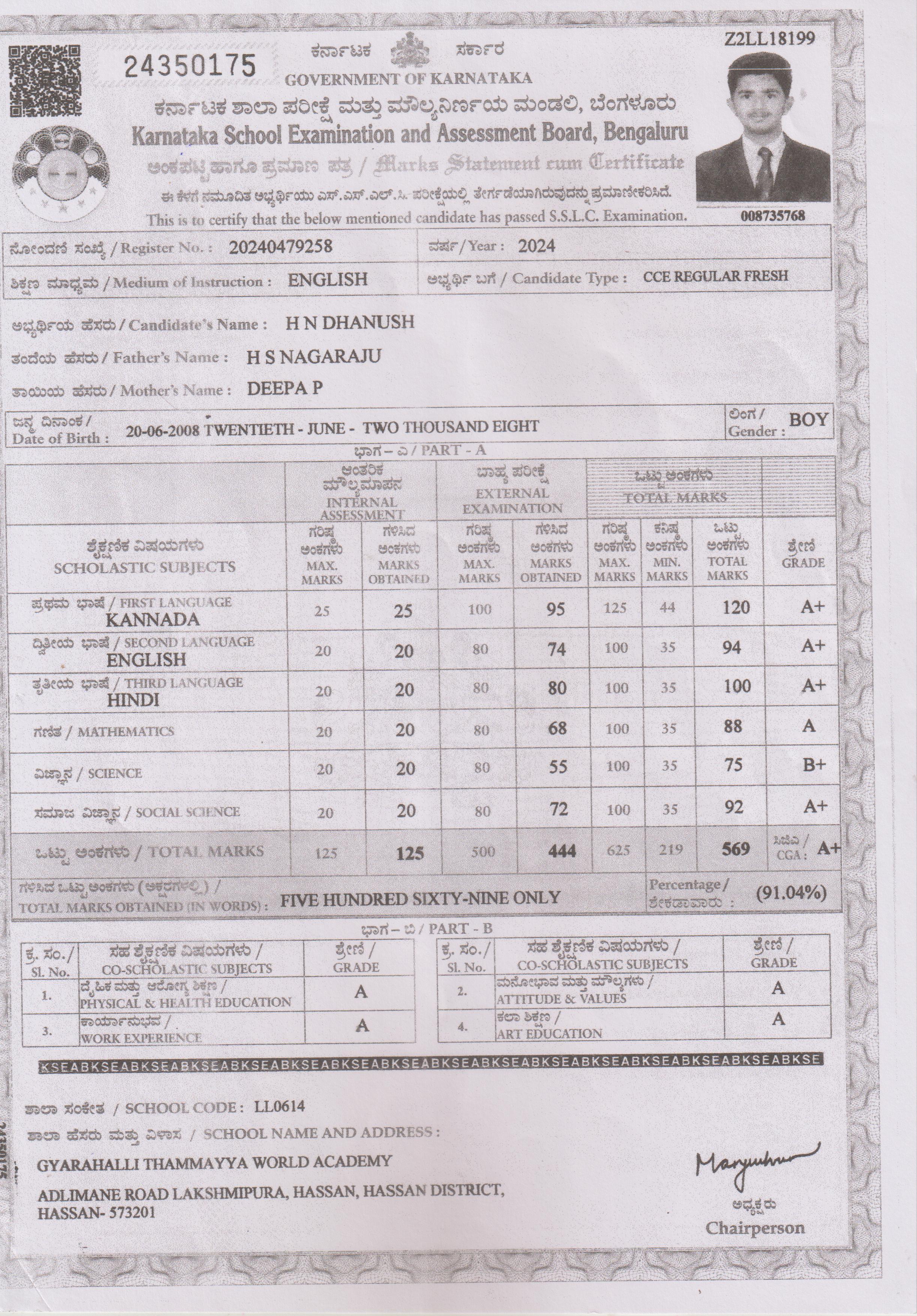 MATRICULATION CERTIFICATE OR MARK SHEET OF RECOGNISED BOARD (IN COPY) preview