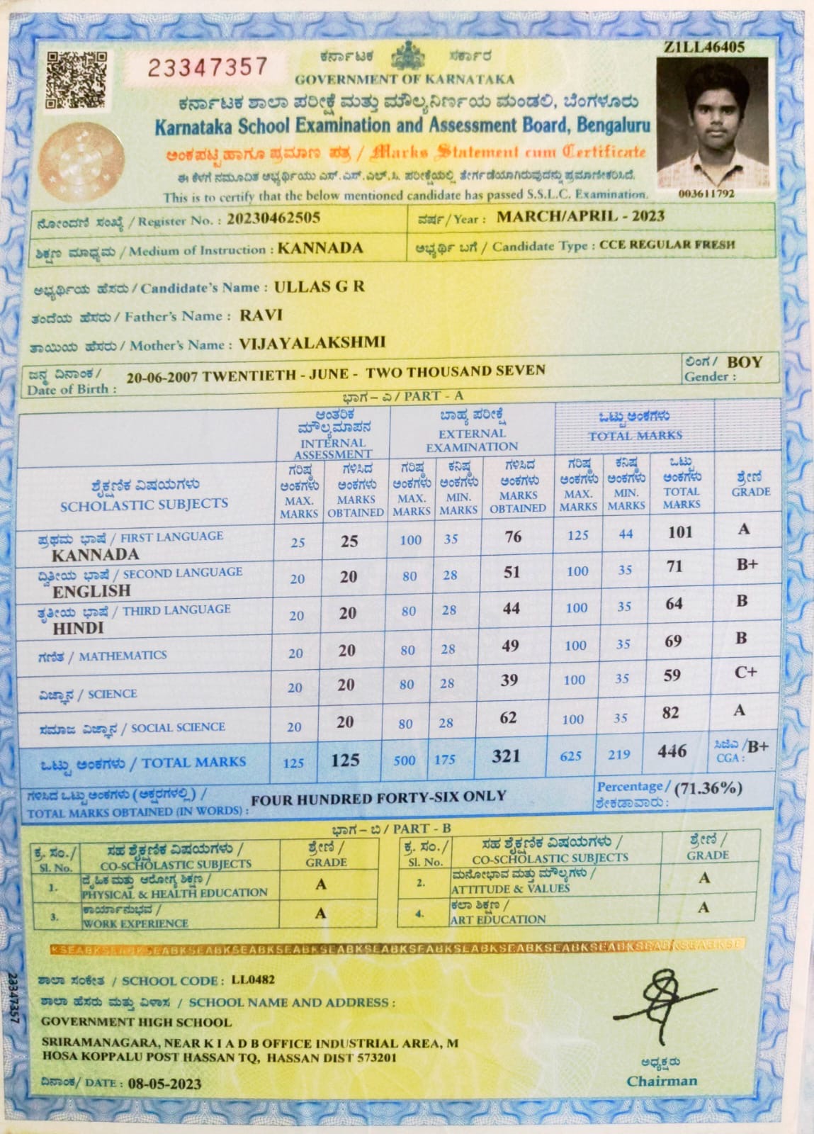 Matriculation certificate or mark sheet of recognised board (In Copy) preview