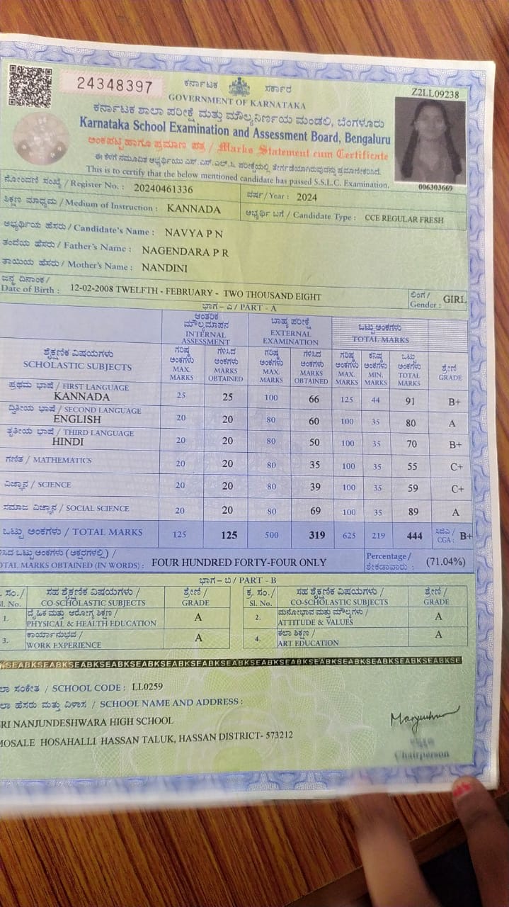 Matriculation certificate or mark sheet of recognised board (In Copy) preview