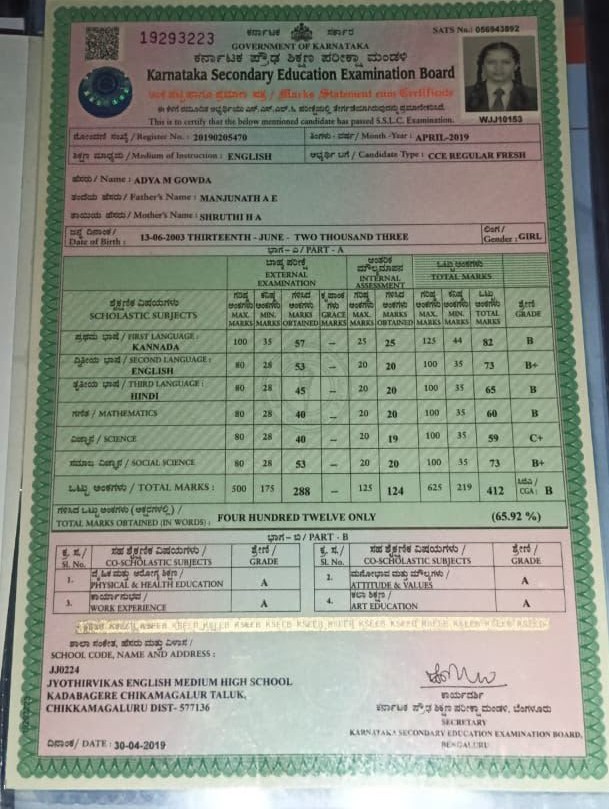 Matriculation certificate or mark sheet of recognised board (In Copy) preview