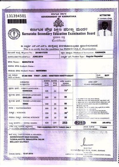 Matriculation certificate or mark sheet of recognised board (In Copy) preview