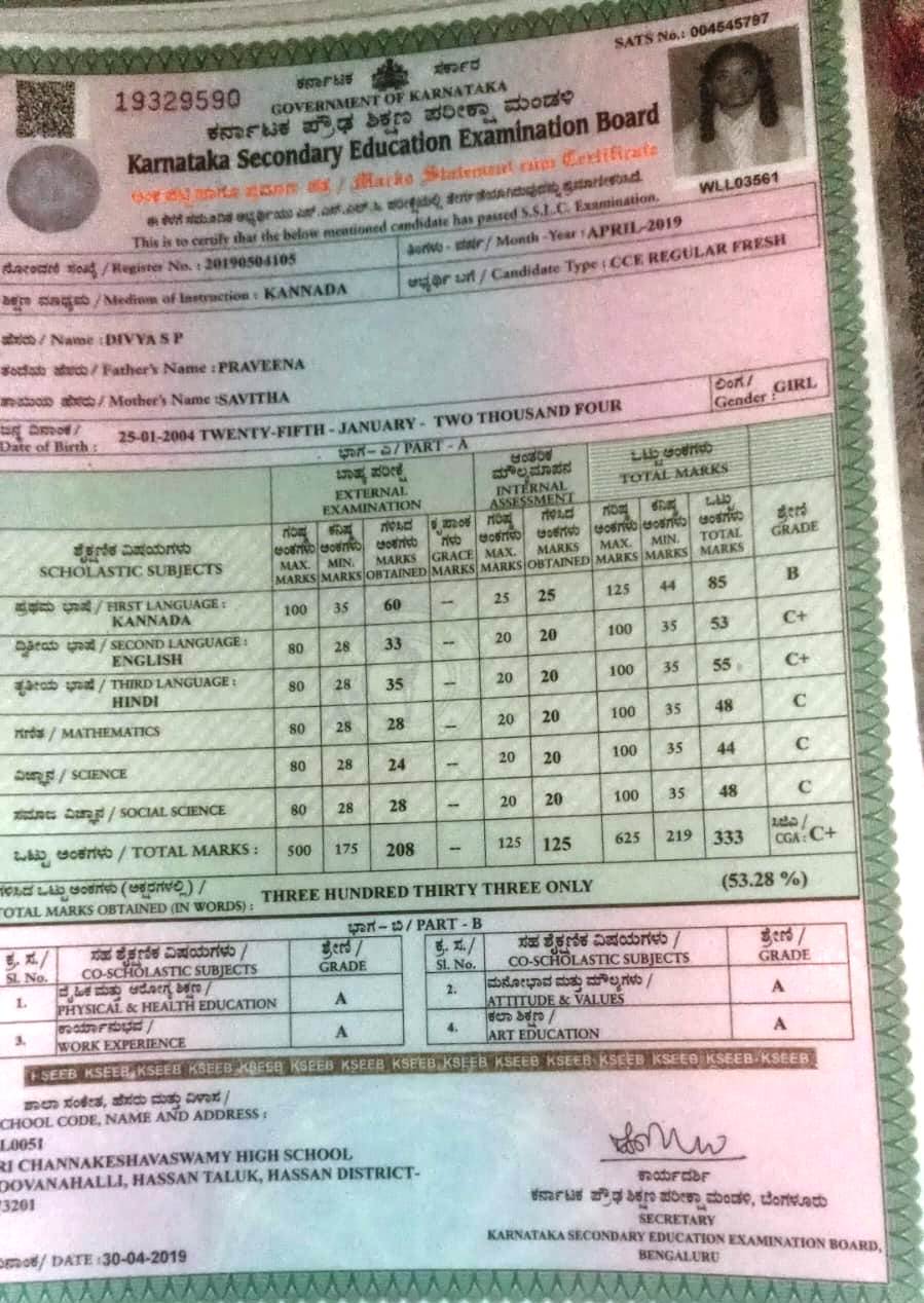 Matriculation certificate or mark sheet of recognised board (In Copy) preview