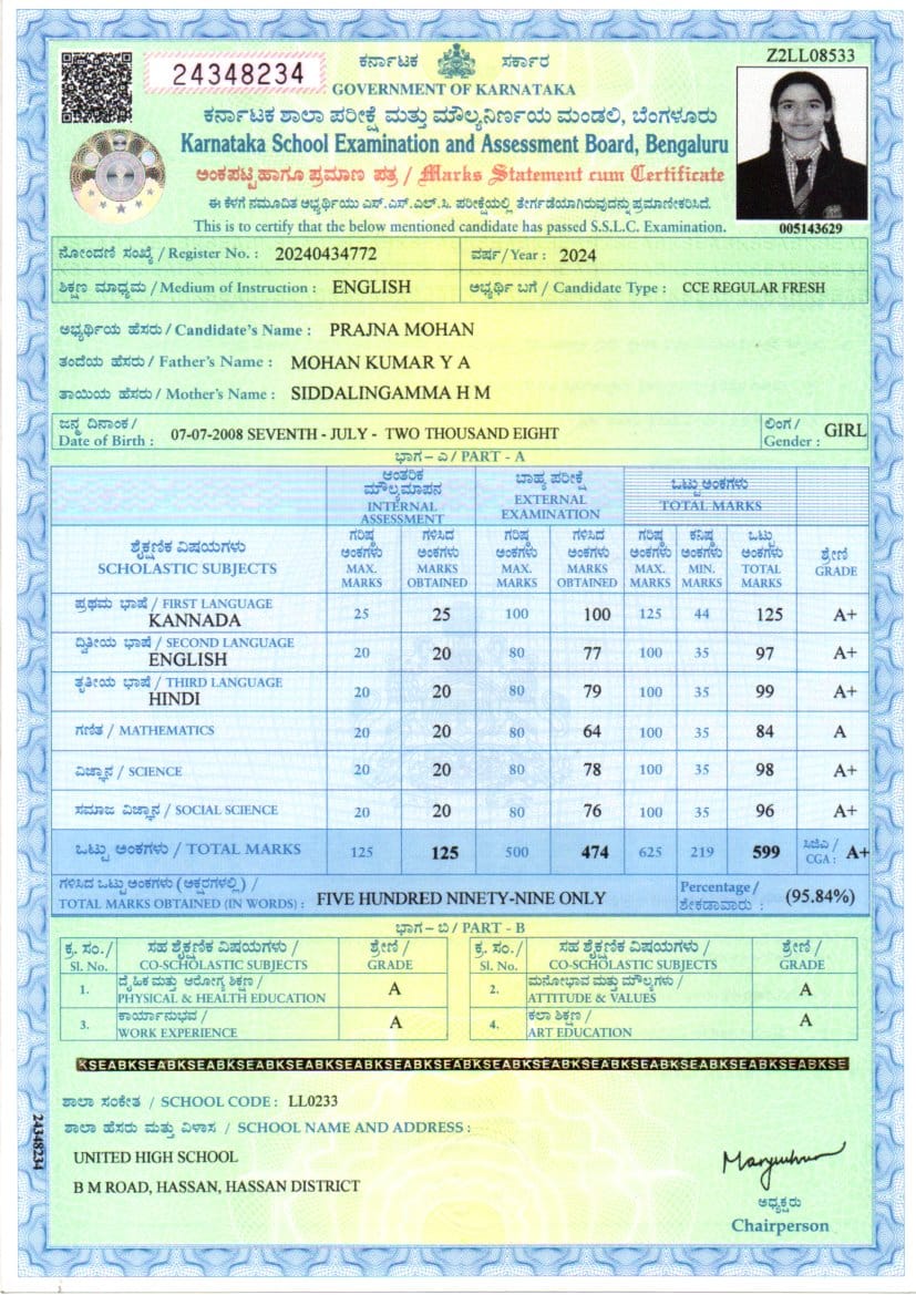 Matriculation certificate or mark sheet of recognised board (In Copy) preview